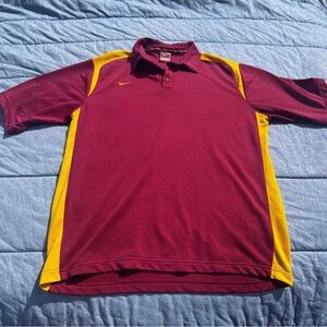 Vintage 2000’s Nike TeamBurgundy/Yellow Dri-Fit Two-tone Polo Shirt Size Large